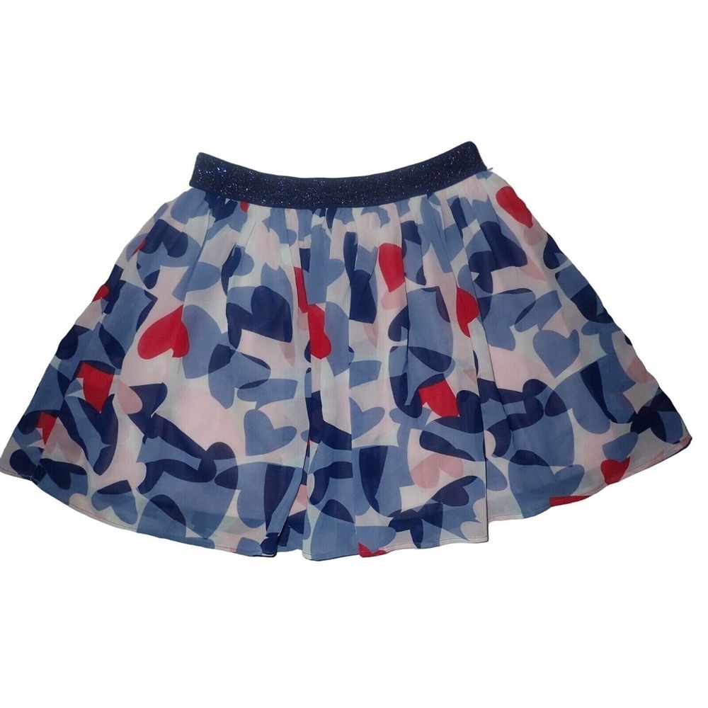 KATE SPADE NEW YORK Girl's Dressy Skirt Blue Pink Hearts Size 10 Twirl valentine
